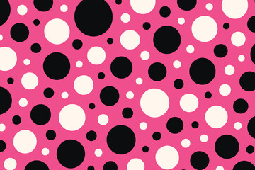 Pink Background with Black and White Polka Dots Pattern