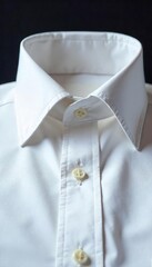 Close-up of a crisp, white collar, meticulously pressed and starched, ready for a formal occasion  Impeccable detail showcases the fine craftsmanship and pristine condition ,  attire,  quality