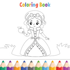 Kids coloring book with bride cartoon vector illustration