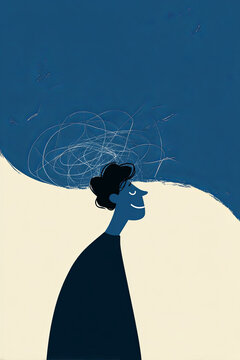 A person facing chaos of overthinking, still smiling and grounded in mindful awareness