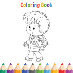 Kids coloring book with girl vector illustration