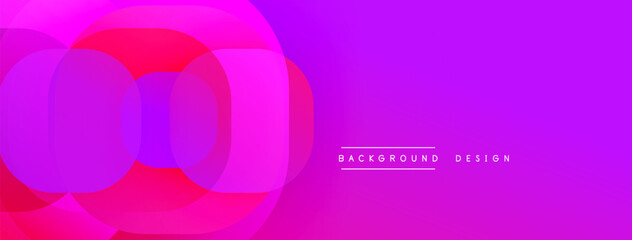 Abstract vibrant circles overlap. Gradient shades transition from magenta to violet. Modern design element for backgrounds.