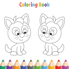 Kids coloring book with funny cats vector illustration