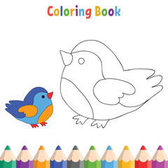 Kids coloring book with sparrow vector illustration
