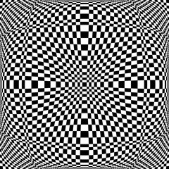 Abstract Geometric Checked Black and White Pattern with 3D Illusion Effect. Convex Textured Background. 