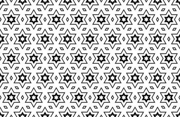 Abstract Seamless Geometric Stars and Diamonds Pattern. 