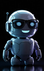 Friendly Cool Robot Wearing Sunglasses Futuristic Technology Artificial Intelligence