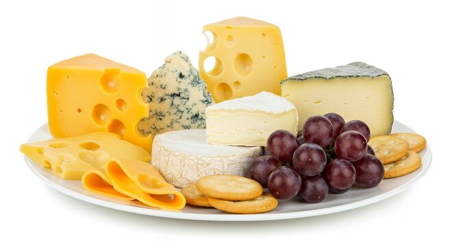 Gourmet Cheese Platter with Grapes and Crackers