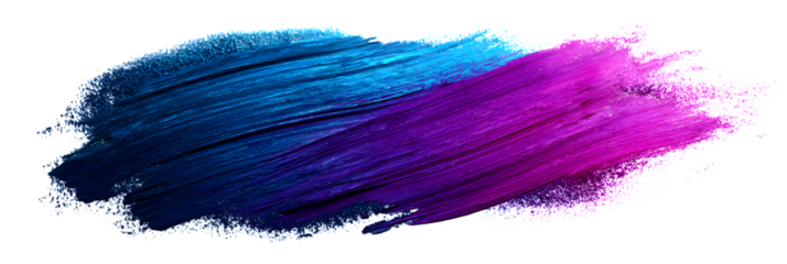 A painter's brush stroke in blue and purple gradient, watercolor style, isolated on transparent background