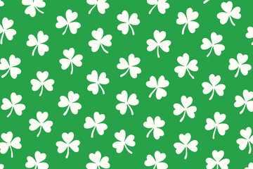 Seamless Pattern of White Clovers on Green Background