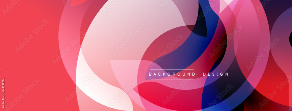 Poster Abstract geometric shapes, vibrant colors, overlapping circles create dynamic background. Modern design elements present visual harmony.