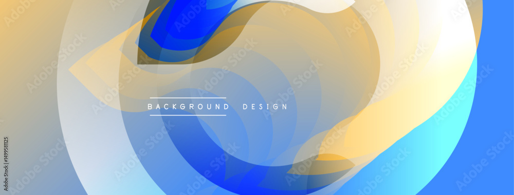 Leinwandbilder Abstract flowing shapes, blue, yellow hues. Modern design elements create dynamic visual texture. Minimalist style, clean composition.