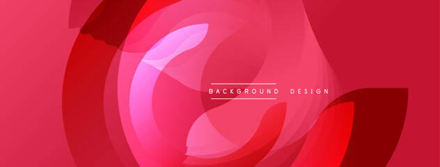 Abstract red layers create dynamic swirling pattern. Smooth gradients suggest movement, depth, modern aesthetic.