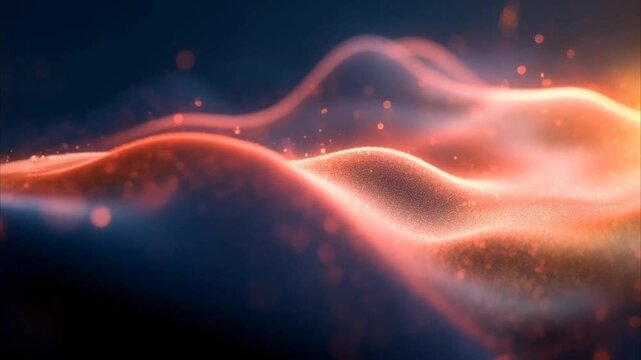 Glowing particle wave ripple in dark space with red shimmer seamless looping 4k time-lapse animation video background