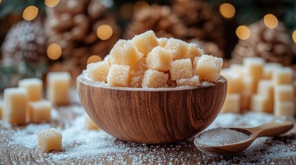 Sweet, cubed sugar in a bowl