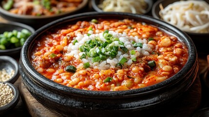 Spicy Korean stew with rice