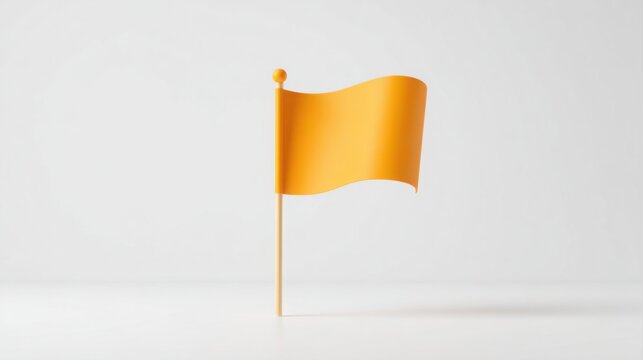 Vibrant yellow flag positioned to indicate inconsistent progress and alertness in various situations requiring attention