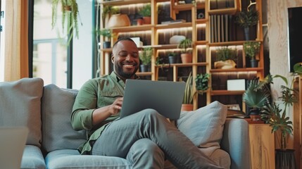 The man working remotely