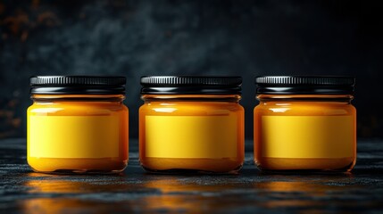 Three jars of orange jam