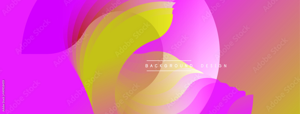 Fototapete abstract vibrant design. overlapping shapes create dynamic gradient effect. pink, yellow hues domina