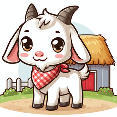 cute goat cartoon vector