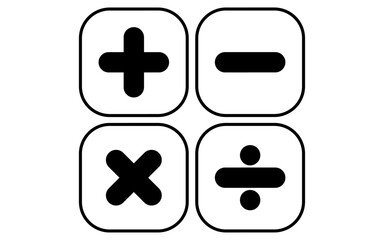 Simple line drawing icon of arithmetic quadratic operations