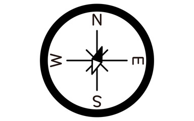 Simple line drawing icon of a compass pointing north-northeast