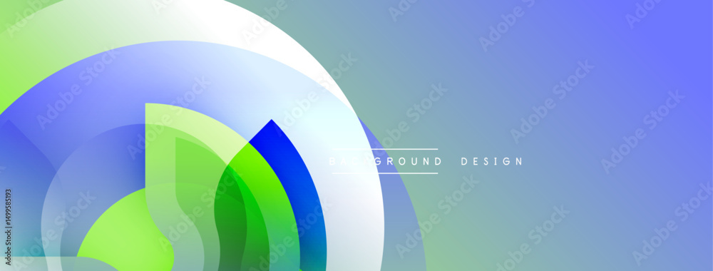 Aufkleber abstract design features layered circles, vibrant green, blue hues. smooth gradients create modern v