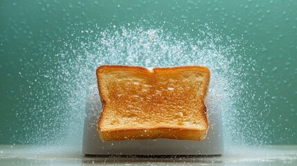 Toasted bread slice with water explosion