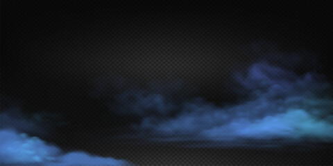 Abstract blue smoke on floor illustration against a dark transparent background. Perfect for mystical and atmospheric designs with copy space. Ideal backdrop for web and graphic projects.