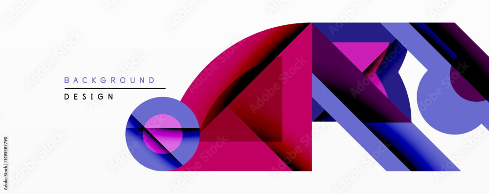 Fototapete abstract geometric composition. overlapping shapes create dynamic visual effect. vivid magenta, blue