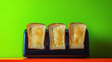 Toasted bread slices in a toaster