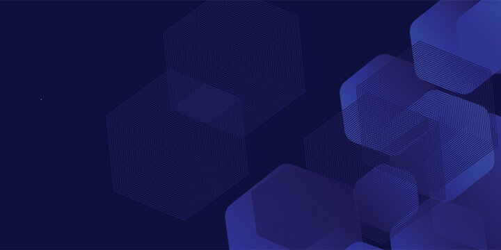 Digital abstract background hexagon lines on blue background. Futuristic digital network stripe line art design for poster, brochure, cover, website, banner