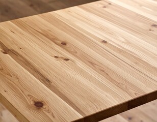 A wooden table with a smooth surface, showcasing its natural grain patterns.