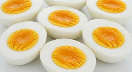 Close-up of Perfectly Cooked Hard-Boiled Egg Halves