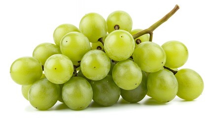 Fresh Green Grapes on White Background