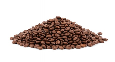 Aromatic Roasted Coffee Beans Heap on White Background
