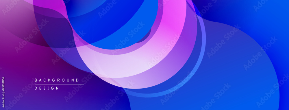 Poster abstract flowing shapes, vibrant purple, blue hues. modern design, smooth gradients create dynamic v