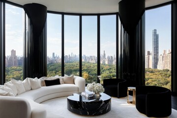 Fototapeta premium Luxurious city apartment living room