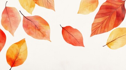 Obraz premium Autumn Watercolor Leaves