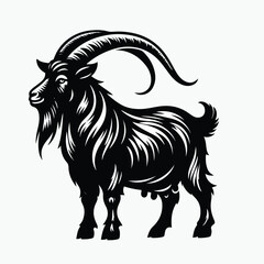 vector black silhouette of a goat