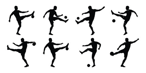 Silhouette set of people playing football soccer vector on white background, playing different positions