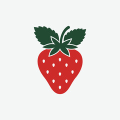 Download a clean and modern strawberry fruit silhouette with leaves in flat vector style. Perfect for logos, labels, packaging, digital illustrations, print designs, and healthy food branding.