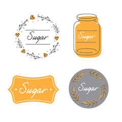 Sugar storage label, icon, vector.