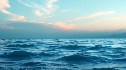 Naklejka premium Serene Ocean Sunset Calm Waves and Peaceful Horizon