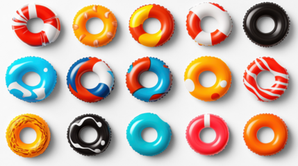 Colorful swimming armbands on transparent background