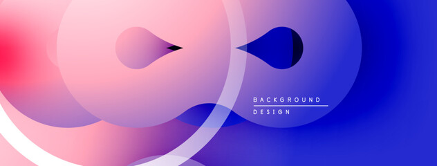 Abstract fluid shapes, pink to blue gradient. Minimalist design, modern aesthetic, overlapping forms create dynamic composition.