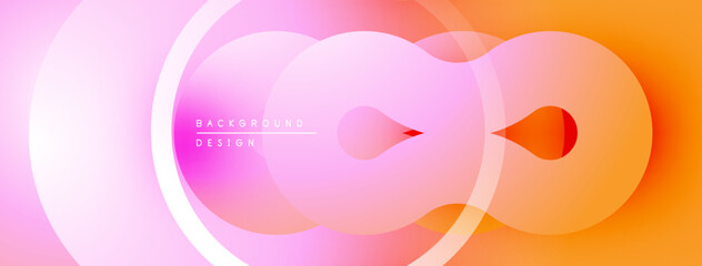 Abstract circles overlap, creating vibrant pink, orange gradients. Modern design suggests fluidity, energy, positive vibes.