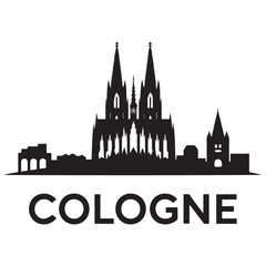 Vector Cologne skyline. Travel Cologne landmarks. Business and tourism concept for presentation, banner, website. Vector black silhouette. with white background