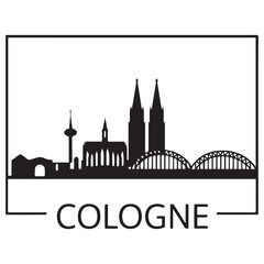 Obraz premium Vector Cologne skyline. Travel Cologne landmarks. Business and tourism concept for presentation, banner, website. Vector black silhouette. with white background